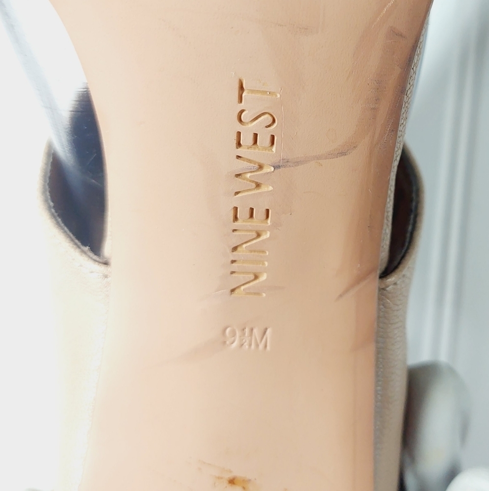 Nine West Open Toe Buckle Tan Heels C14 - Picture 14 of 15